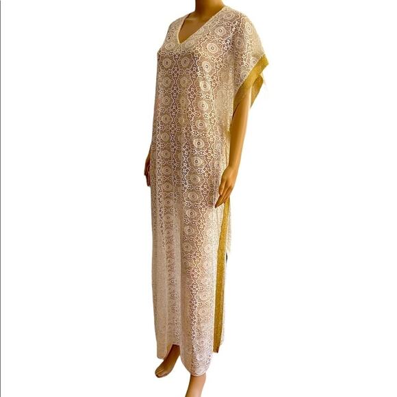 Mark’s There Paris Cream Gold Designer Lace Crochet Tunic O/S - Picture 2 of 11